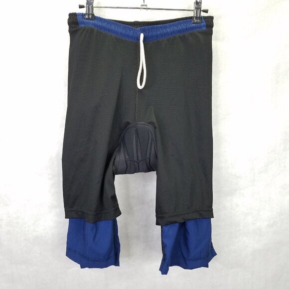 Aero Tech Designs Cycling Shorts Women's L Blue Nylon Shell Spandex Padded Seat - Picture 2 of 16